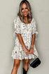 Floral Print Square Neck Shir Back Puff Sleeve Mini Dress