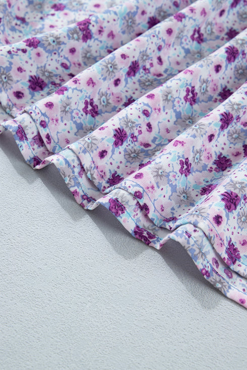 Floral Print Square Neck Smocked A Line Maxi Dress