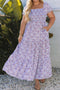 Floral Print Square Neck Smocked A Line Maxi Dress