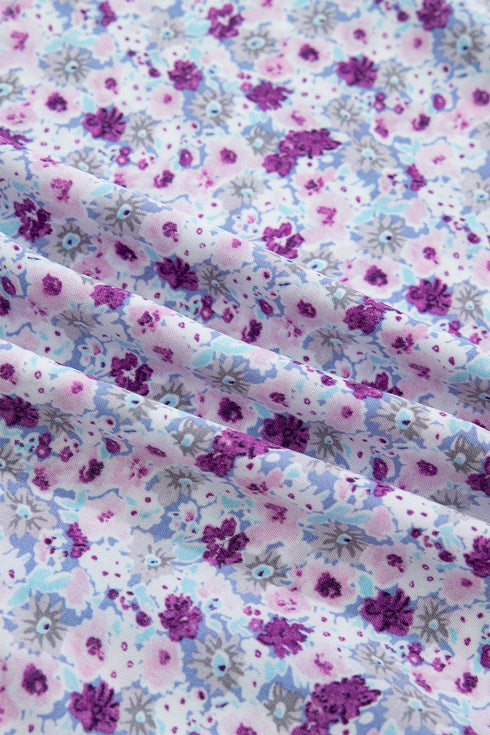 Floral Print Square Neck Smocked A Line Maxi Dress