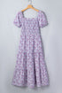 Floral Print Square Neck Smocked A Line Maxi Dress
