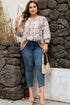 Floral Print Striped Detail Contrast Trim Babydoll Blouse