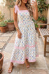 Floral Print Striped Knot Strap A Line Maxi Dress