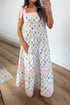 Floral Print Striped Knot Strap A Line Maxi Dress
