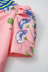 Floral Print Striped Notched V Neck Bubble Sleeve Blouse