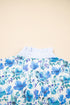 Floral Print Striped Trim Collared Puff Sleeve Blouse