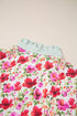 Floral Print Striped Trim Collared Puff Sleeve Blouse
