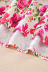 Floral Print Striped Trim Collared Puff Sleeve Blouse