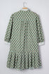 Floral Print Striped Trim Frilled Collar Plus Size Mini Dresses