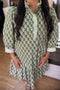 Floral Print Striped Trim Frilled Collar Plus Size Mini Dresses