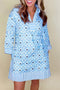 Floral Print Striped Trim Southern Belle Shift Mini Dress