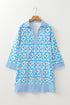 Floral Print Striped Trim Southern Belle Shift Mini Dress