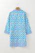 Floral Print Striped Trim Southern Belle Shift Mini Dress