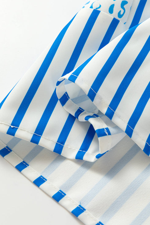 Floral Print Striped Trim Southern Belle Shift Mini Dress