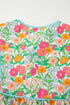 Floral Print Striped Trim Tie Neck Puff Sleeve Babydoll Blouse