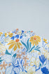 Floral Print Striped Trim V Neck Puff Sleeve Blouse