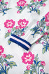 Floral Print Striped V Neck Short Sleeve Blouse