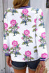 Floral Print Striped V Neck Short Sleeve Blouse
