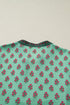 Floral Print Tailored Trim V Neck Bracelet Sleeve Blouse