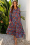 Floral Print Tassel Tie Flowy A Line Maxi Dress