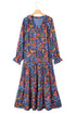 Floral Print Tassel Tie Flowy A Line Maxi Dress
