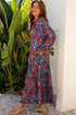 Floral Print Tassel Tie Flowy A Line Maxi Dress