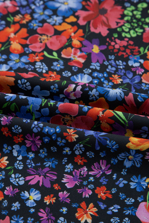 Floral Print Tassel Tie Flowy A Line Maxi Dress