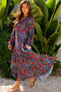 Floral Print Tassel Tie Flowy A Line Maxi Dress