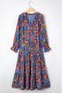 Floral Print Tassel Tie Flowy A Line Maxi Dress