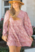 Floral Print Textured Applique Tiered Ruffled Surplice Dress