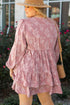 Floral Print Textured Applique Tiered Ruffled Surplice Dress