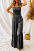 Floral Print Thin Strap Smocked Bodice Wide Leg Jumpsuit