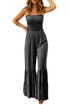 Floral Print Thin Strap Smocked Bodice Wide Leg Jumpsuit