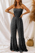 Floral Print Thin Strap Smocked Bodice Wide Leg Jumpsuit