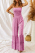 Floral Print Thin Strap Smocked Bodice Wide Leg Jumpsuit