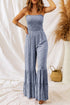 Floral Print Thin Strap Smocked Bodice Wide Leg Jumpsuit