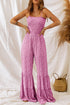 Floral Print Thin Strap Smocked Bodice Wide Leg Jumpsuit