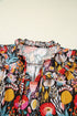 Floral Print Three Quarter Puff Sleeve Tie Neck Blouse