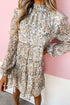 Floral Print Tie Frilled Shir Mock Neck Mini Dress
