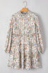 Floral Print Tie Frilled Shir Mock Neck Mini Dress