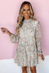 Floral Print Tie Frilled Shir Mock Neck Mini Dress