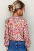 Floral Print Tie Neck Bracelet Sleeve Woven Blouse