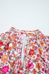 Floral Print Tie Neck Bracelet Sleeve Woven Blouse
