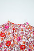Floral Print Tie Neck Bracelet Sleeve Woven Blouse