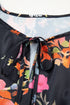 Floral Print Tie Neck Cinched Waist Long Sleeve Mini Dress