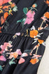 Floral Print Tie Neck Cinched Waist Long Sleeve Mini Dress