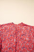 Floral Print Tie Neck Flutter Sleeve Crinkled Woven Blouse