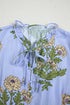 Floral Print Tie Neck Puff Sleeve Button Front Blouse