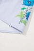 Floral Print Tie Neck Puff Sleeve Cotton Blouse