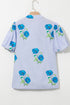 Floral Print Tie Neck Puff Sleeve Cotton Blouse